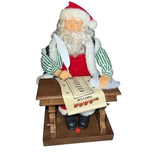 Vintage 1994 Gemmy Animated singing Musical Santa At His Desk Making A List